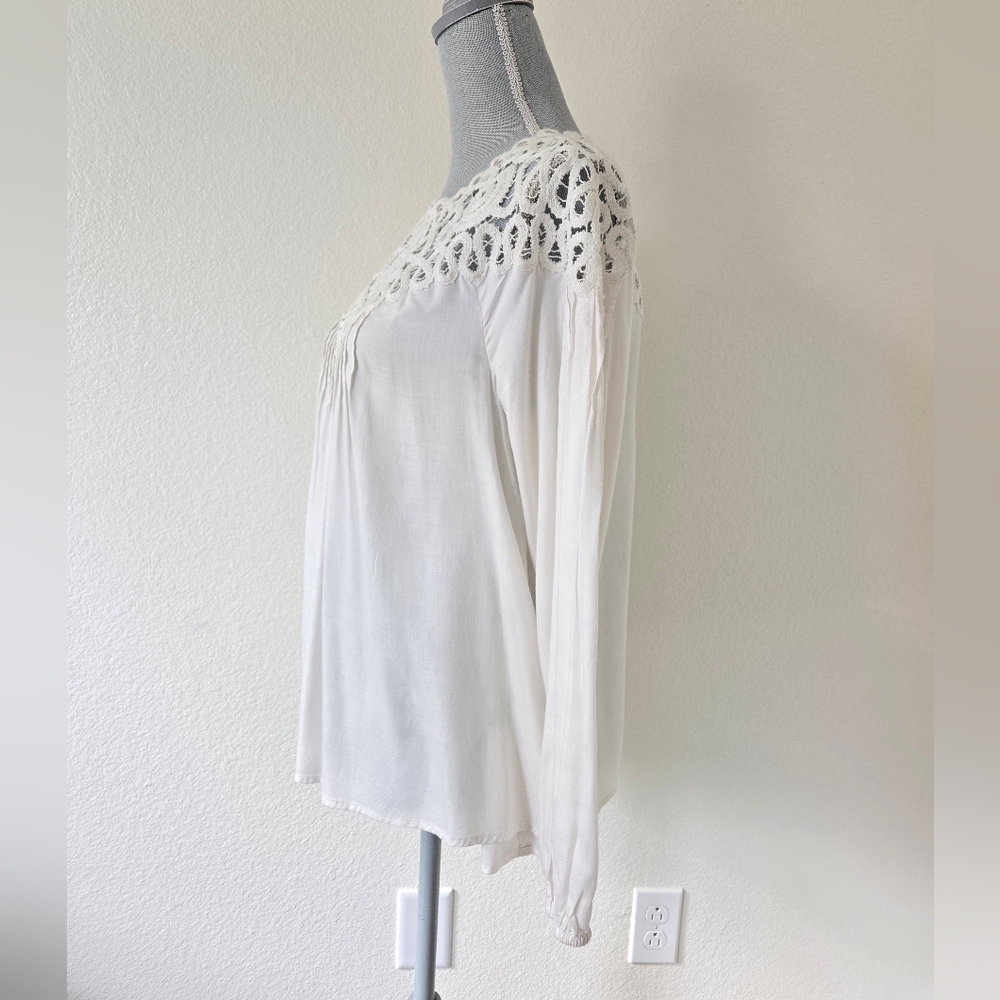 Johnny Was Cielito Modal Blouse Crochette‎ Detsils Biege Ivory Color Size Small - Picture 9 of 16